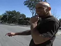 hey, horny wife with big tits banged by stranger outdoors!