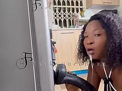 Intense Milf Camgirl Pounds Massive 14-Inch Dildo On Fridge In Kitchen