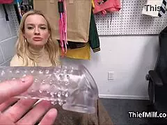 Pounding That Cougar with Oil and Dildo at Work