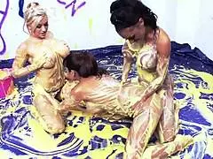 wild sapphic threesome party with valery summer and kerry louise tonguing milf pussy 😜