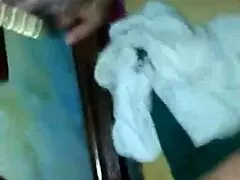 Submissive BBW licks ass in lingerie during homemade worship session