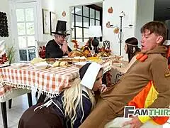 Thanksgiving turned wild with a family squirt fest during a steamy 4some.