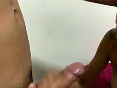 sexy latina milf strokes and sucks huge white rod