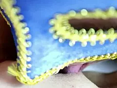 Yo, watch this cute housewife in costume get dildo-fucked pov!