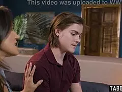 Careful milf stepmom Penny Barber guides stepson and teen gf! 😊