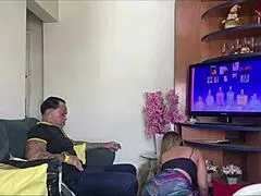 does suzie lick monster cock in kitchen?