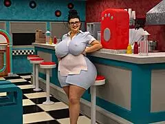 curvy mature waitress scores a raise with thick bbc action