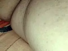 Mature bitch bends over and masturbates intensely with her dildo in homemade couple video.