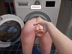 stepmom somehow got herself stuck in the washing machine game again.