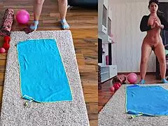 I spread my curvy milf ass wide during this naked yoga workout session