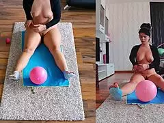 I spread my curvy milf ass wide during this naked yoga workout session