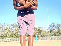Skinny Black Uncle Works Out Solo at Home