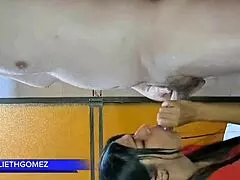 at the gym, i blow my stepfather while trainer watches us real casero.