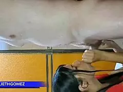 at the gym, i blow my stepfather while trainer watches us real casero.