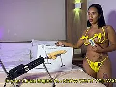latina milf teases with anal play using a wild fuck machine