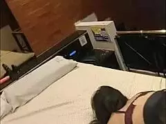 brunette moans as guy in feminine clothes fucks her ass. listen and cum.