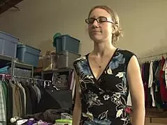 A tiny blonde teen lesbian with pierced tongue skillfully licks her mature girlfriend.