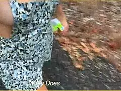 Wife’s Big Tits Sideboob Dare in Public Outdoor Run