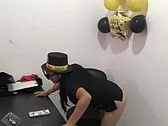 Man, this secretary moans like crazy trying anal with her boyfriend's plug! 😈