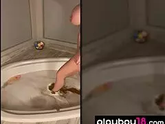 Wow! Busty brunette milf Sophie Dee strips in bath while touching herself