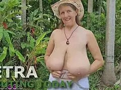 Sexy Blonde Wife with Macromastia Stuns on Beach!