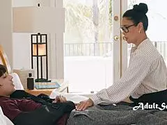 joy and anita dive into a steamy ffm trio with big tits and small waists