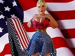 Granny America Licks and Fucks with Vibrator in Fourth of July Orgasms