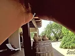 Risky outdoor dildo play leads to explosive climaxes in lingerie