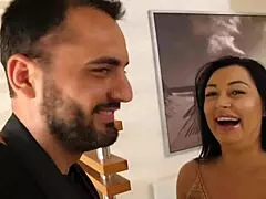 Amateur European babe teases with natural big tits and monster cock in German porn movie