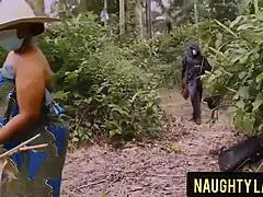 Bush Hardcore Sex with Sex Addicted Landlord Wife