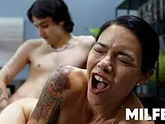 Hot Stepmom Gently Helps Stepson Feel Better with Tender Care and Support