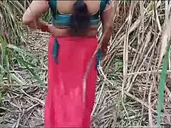 Desi Indian wife gets hard anal from husband in outdoor village ranch