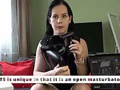 Mistress Anna unboxes xspacecup masturbator. She tests it by milking her slave’s load.