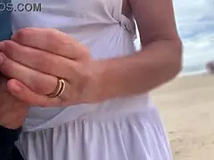 A busty stranger milf made me cum outdoors in front of everyone.