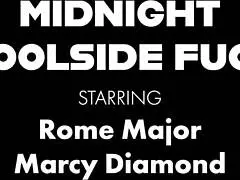 yo, watch rome major drill marcy diamond's plump pussy by the pool
