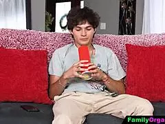 Pervert Step Mommy Dumps Husband On Couch For Naughty Fun.