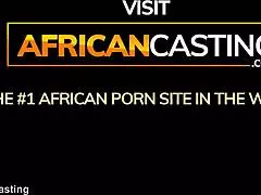 tight ebony milf gets interviewed for fake bikini casting, sucking close up