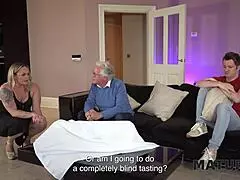 i used my big tits to milk the neighbour's cock while my husband sat next door