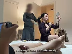 My stepmom and I prepare for dinner while husband relaxes, flashing his cock outdoors.