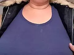 Aunt sends video to Allan featuring her big natural tits in solo show