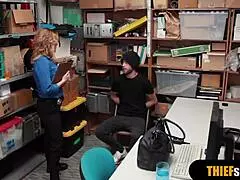 Hot Blonde Milf Female Security Guard FUCK A Thief Guy