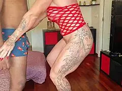 Muscular milf takes big black cock in her ass and eats cum