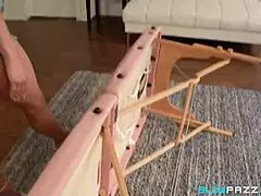 i give stepmom mona azar a blowjob on massage table