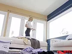 peeping on the next door MILF with big TITS riding COWGIRL