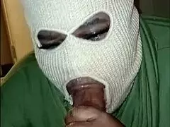Super sloppy deep throat blowjob from masked girl 😍