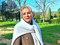 Victoria, a European cougar, explores her fantasies in lingerie with a blonde amateur touch.