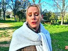 Victoria, a European cougar, explores her fantasies in lingerie with a blonde amateur touch.