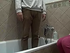 Stepmother, are you watching your stepson wash his dirty cock in the shower?