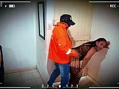 Casual sex with delivery guy, sucking cock and fucking in lingerie