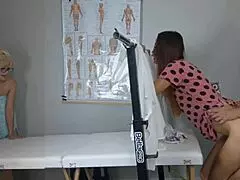 two naughty girls let gynecologist play with their tight holes